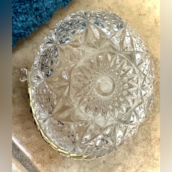 Crystal Candy Dish With Rope Gold Plated Handle - Picture 6 of 12